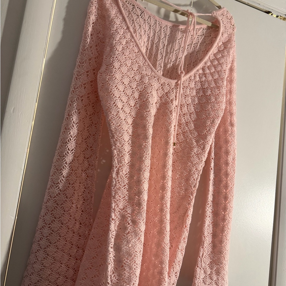refuge Pink Openwork Knit Pullover